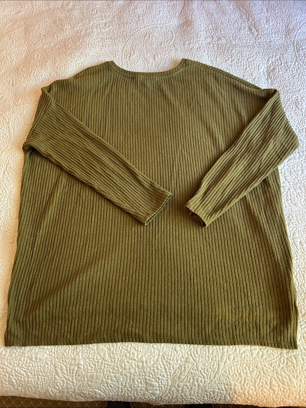 Time and Tru Ribbed Crewneck Sweater in Green Size XL Like New